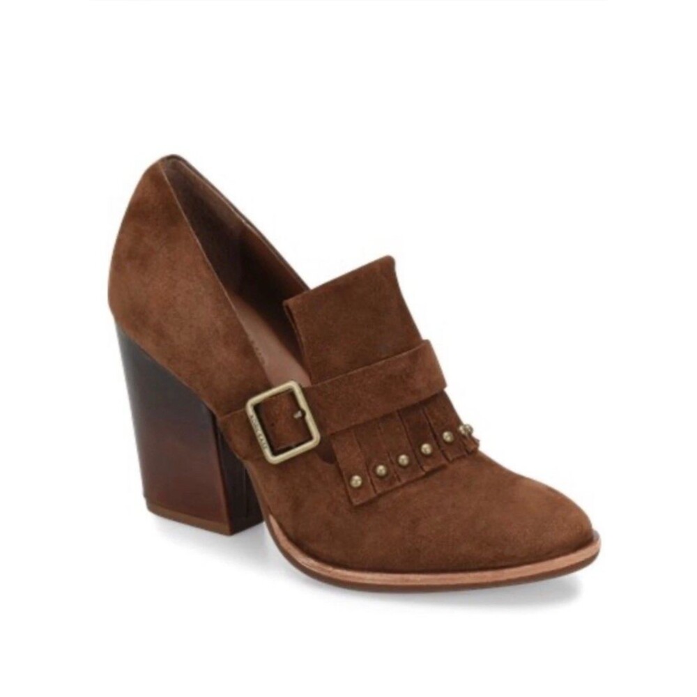 KORK-EASE Women’s Prim Siena Brown Suede Studded Tassel Oxford 3.75" Heels 9.5M